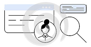 User Profile Search Concept with Magnifying Glass and Interface Elements