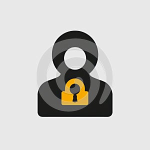 User Profile Silhouette with a Lock Icon Representing Privacy and Security in Digital Identity Management and Online