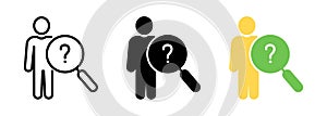 User question icon magnifying. Vector illustration