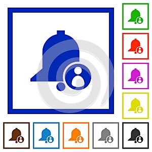 User reminder flat framed icons