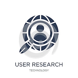 User research icon. Trendy flat vector User research icon on white background from Technology collection