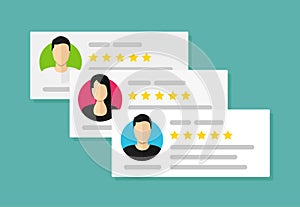 User reviews. Flat icon style vector illustration
