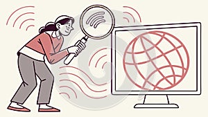 User Searching the Web with a Magnifying Glass vector design Generative AI