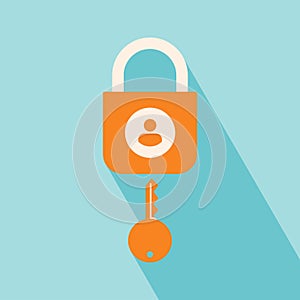 User Security Icon vector isolated on blue background