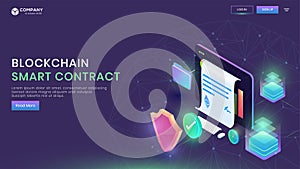 User sign up online money transaction form on computer with security analyst contract data for Blockchain.