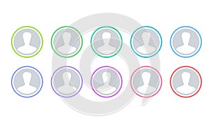 User, Silhouette head, avatar face, person icon people. set profile. Vector Portrait circle color set illustration