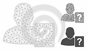 User Status Question Vector Mesh Network Model and Triangle Mosaic Icon