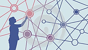 User Touching Digital Network, Interactive Interface, vector design Generative AI