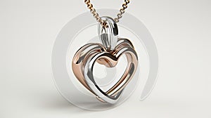 User two hearts entwined together, a platinum, a rose gold. Valentines day