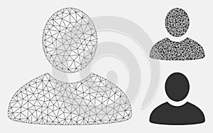 User Vector Mesh Carcass Model and Triangle Mosaic Icon