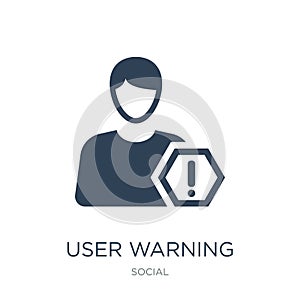 user warning icon in trendy design style. user warning icon isolated on white background. user warning vector icon simple and