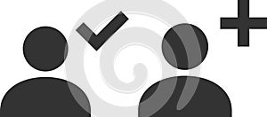 User web icon with check and add mark User profile sign vector account verified icon