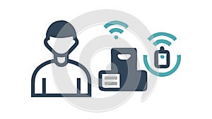 User with Wireless Devices for Connectivity, vector design Generative AI