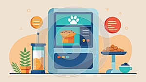 A userfriendly pet feeder with a touch screen display and database of thousands of pet food brands tailoring meals to photo