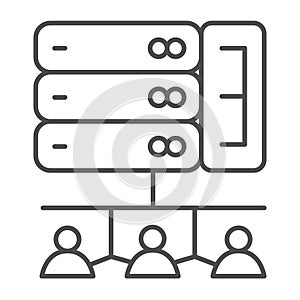 Users with access granted to drives array thin line icon, data hoarding concept. Vector graphics. Hosting storage to