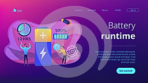 Battery runtime concept landing page.