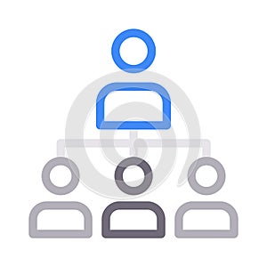 Users connection thin color line vector icon