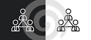 users interconnected outline icon in white and black colors. users interconnected flat vector icon from analytics collection for