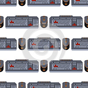 Users keyboard seamless pattern computer technology internet work typing tool vector illustration