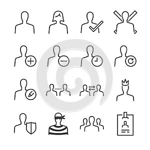 Users management line icon set