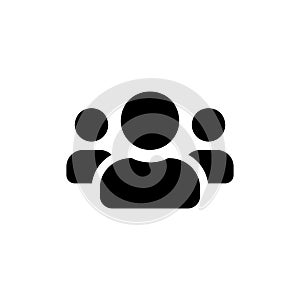 Users vector icon design element. Business team or friends black symbol. Teamwork partnership sign isolated. Vector EPS