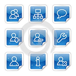 Users web icons, blue glossy sticker series