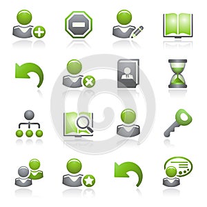 Users web icons.Gray and green series.