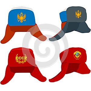 Ushanka hat with the Russian and Soviet symbols