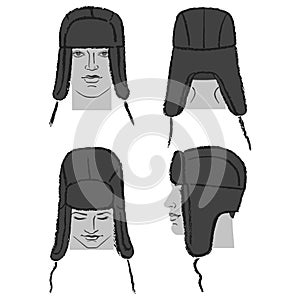 Ushanka russian winter hat outlined template photo