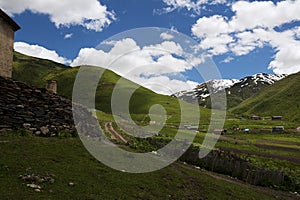 Ushguli, Svanetia green region in Georgia - Caucasus mountains