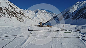 Ushguli town in winter time