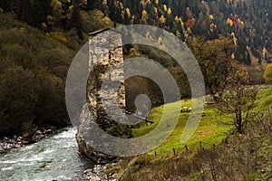 Ushguli village. Caucasus, Upper Svaneti - UNESCO World Heritage Site. Georgia.