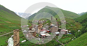 Ushguli village in Georgia Aerial