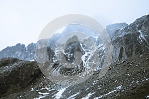 Ushuaia aerial view from the Martial Glacier. Tierra del Fuego in Argentina