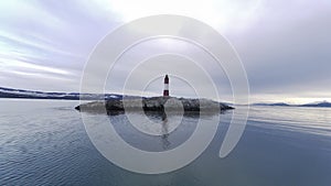 Ushuaia Lighthouse at Ushuaia in Tierra del Fuego Argentina. Patagonia landscape