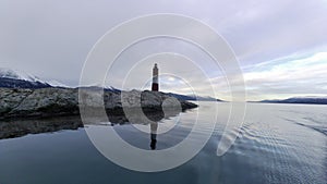 Ushuaia Lighthouse at Ushuaia in Tierra del Fuego Argentina. Patagonia landscape