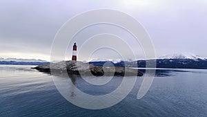 Ushuaia Lighthouse at Ushuaia in Tierra del Fuego Argentina. Patagonia landscape