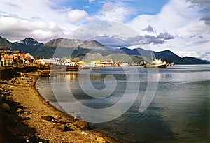 ushuaia-tierra del fuego-argentina panoramic view with buildings and houses patagonia with sky with clouds0