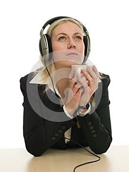Usinesswoman taking an audio course
