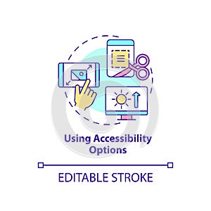 Using accessibility options concept icon