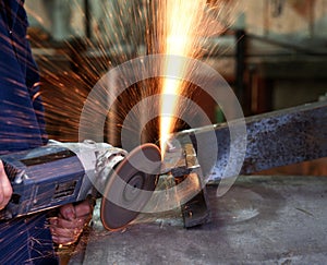 Using an angle grinder. photo