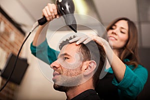 Using a blowdryer in a salon