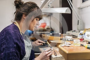 Using Blowtorch in Jewelry Atelier