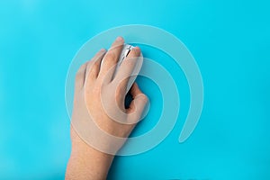 Using Computer Mouse Closeup, Click Concept, Wireless Technology, Hand on Computer Mouse