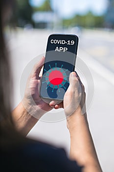 using covid-19 application on smartphone