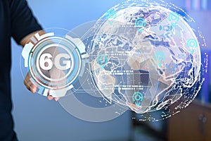 Using future technology to use high-speed internet, 6g network connecting networks around the world, security, safe internet, 5g,