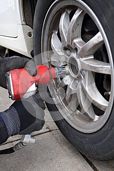 Using Impact Wrench to Change Tires
