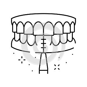 using interdental brushes line icon vector illustration