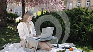 Using laptop, Outdoor workspace, Remote working
