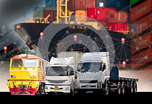 Using for logistic network distribution and intelligent transportation, truck and container cargo ship networking intelligent